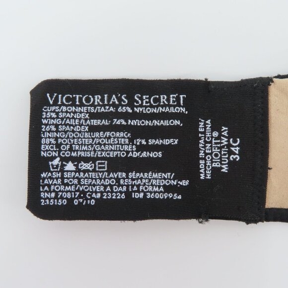 Victorias Secret 34C Biofit Multiway Bra Strapless Underwire Padded NO STRAPS - Picture 9 of 11